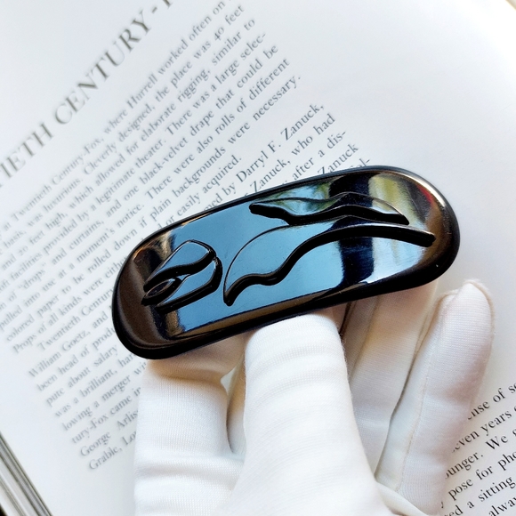 Vintage Barrette Bobby Pin Clip Black Rose Lucite 1990s 🖤🖤🖤 - Picture 2 of 4